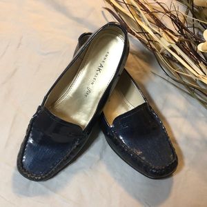 Anne Klein Navy Blue Patent Leather Flats